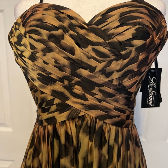La Femme animal print gorgeous gown - Picture 3 of 7
